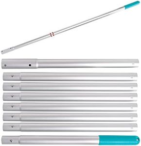 U.S. Pool Supply 10.5 Foot Aluminum Telescopic Swimming Pool Pole - 8 Adjustable Connecting Sections, Expandable Step-Up Length - Attach Connect Skimmer Nets, Rakes, Brushes, Vacuum Heads, Maintenance