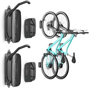 monTEK Swivel Bike Wall Mounts, 2-Pack Heavy Duty Bike Racks, Hold up to 30kg, Space-Saving Vertical Bicycle Storage for Garage, Wall-Mounted Hooks for MTB, Road & Hybrid Bikes