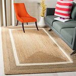 LEAZZOTE Handwoven White Jute Design Rug, Natural Golden Fiber, Braided Reversible Carpet for Bedroom Living Room Dining Room (Model 13, 5X8 FEET Rug/Carpet)