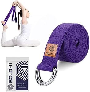 Boldfit Yoga Belt for Women and Men - Yoga Strap for Stretching with Extra Safe Adjustable D-Ring Buckle - Durable and Comfy Texture - Perfect for Your Yoga Session - 6 Feet, Purple