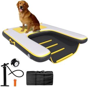 Inflatable Dog Raft Boat Dock Ramp Ladder Water Sports Floating Platform Swimming Pool Pets On Water Ladder Steps Yellow 4ft x 3ft x 4in