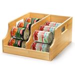 Yesland Bamboo Soda Can Organizers, Can Holder and Drink Dispenser for Kitchen, Countertop, Pantry Organizer Bins for Soda, Pop, Drinks, Beer, Water Bottles, Holds 26-28 Cans, natural