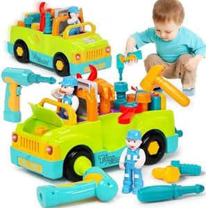 Baby Car Toys for 1 2 3 Year Old Boys, 1 2 Year Old Boy Birthday Gift Toddler Tool Set Toys for 2+ Year Old Boy, Take Apart Sensory Toys with Electric Drill, STEM Montessori Toys forToddler Age 2-4