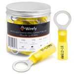 Wirefy Heat Shrink Ring Terminals 3/8" - Marine Grade Terminal Connectors - Waterproof Eyelet Wire Connectors - Red 10-12 AWG - 90 PCS