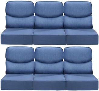 ACTREST Luxury 24x24x6 Inch Smile Patio Cushions for Outdoor Furniture Set of 6 - Thick Back & Deep Seat Outside Replacement Chair Pillows for Rattan Metal Glider Loveseat Sectional Sofa - Navy Blue