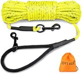 Joytale Long Dog Training Leash, 30 FT Tie Out Rope Check Cord Dogs Leashes with Padded Handle, Reflective Recall Lead for Puppy and Small Dogs, Yellow