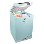 Nostalgia Classic Retro 3.5 Cu.Ft. Refrigerator and Chest Freezer Includes Rolling Wheels, Lock and Keys, Removable Basket, Adjustable Temperature Dial, Aqua