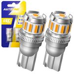 AUTOONE 194 LED Bulb Amber Yellow, Mini Size Canbus T10 168 2825 W5W LED Bulbs for License Plate Light Dome Map Door Courtesy Step Parking Side Marker Interior Car Lights, Pack of 2