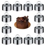 yeesport Dessert Rings and Food Rings, 12 Pieces, Cake Rings Set, Stainless Steel Cake Rings, Small Cake Rings Set, 3 Inch Dessert Moulds with Pusher for Cooking, Pancakes, Dessert, 3.14x1.57 Inches