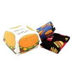 Mens Odd Funny Novelty Colourful Funky Crew Burger Box Socks | Cotton Rich Patterned Fun Quirky Hamburger Socks For Men | 2 Pairs Gift Box (Burger Box Socks (2 Pairs), UK, Alpha, M, Regular, Regular)