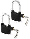 QWORK Alarm Lock, 110 dB Anti-Theft Security Padlock, 2 Pack Door Motorcycle Bicycle Padlock, Universal Security Siren Alarm Lock with 3 Keys (Black)