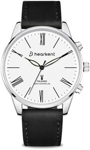Hearkent Talking Watch for The Visually Impaired, Speaks Time and Date, Men's Wrist Watches, Automatically Adjust Time, Gifts for Blind People, Seniors Men with Leather Band(Black)