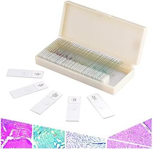 50 portaobjetos de microscopio listos como muestras de Grado Profesional para educación básica en biociencia y escuelas hogareñas para niños, con Caja de Almacenamiento de plástico y Lista.