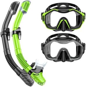 Snorkeling Gear for Adults Kids, Kwambiri Dry-Top Snorkel Set, 180°Panoramic Wide View Diving Mask Breathing Freely Snorkel Mask for Snorkeling Scuba Diving Swimming Travel