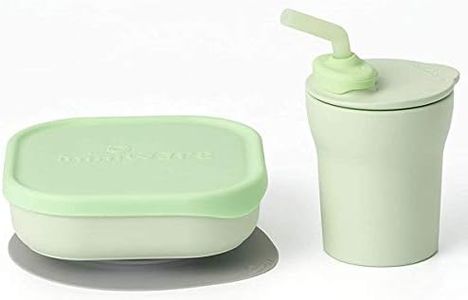 Miniware Sip & Snack Set with Snack Bowl, 1-2-3 Sip Drinking Cup, and Suction Foot for Baby Toddler - Promotes Self Feeding | Dishwasher Safe (Key Lime)