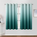 HOMEIDEAS Teal Ombre Blackout Curtains 52 X 63 Inch Length Gradient Room Darkening Thermal Insulated Energy Saving Grommet 2 Panels Window Drapes for Living Room/Bedroom