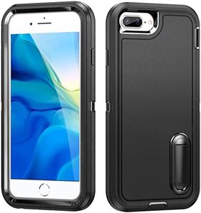 Shockproof Case for iPhone 6 Plus/7 Plus/8 Plus Case with Kickstand,Military Grade Drop Protective,Heavy Duty Hard Back 3-Layer Protective Phone Cover for iPhone 6 Plus/7 Plus/8 Plus (Black)