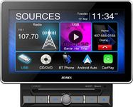 Jensen CAR8000 10.1" Extra Large Touchscreen CD/DVD Multimedia Receiver with Apple CarPlay and Android Auto l MP4 Video Playback l Built-in Bluetooth with A2DP Music Streaming and Phonebook Support