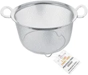 U.S. Kitchen Supply 3 Quart Stainless Steel Mesh Net Strainer Basket with a Wide Rim, Resting Feet and Handles - Colander to Strain, Rinse, Fry, Steam or Cook Vegetables & Pasta