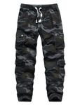 APTRO Cargo Combat Trousers for Men UK Camo Tactical Mens Trousers Work Trousers Cotton Joggers with Multiple Pockets Black Camouflage XXL