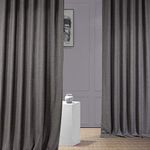 HPD Half Price Drapes Italian Faux Linen Curtains 96 Inches Long Room Darkening Curtains for Bedroom and Living Room 50 X 96, (1 Panel), Anchor Grey