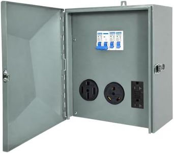 Umaogus Temporary RV Electrical Panel, RV Power Outlet Box with UL Listed 50 30 20 Amp Receptacle, with Breakers, Lockable Metal Enclosure, Weatherproof Outdoor Power Panel for Camper Trailer RV Park