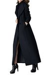 PLAER Women's Cashmere Coat Long Trench Coat Black Woolen Coat (14)