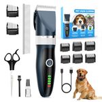 ETROBOT Dog Clippers, Dog Grooming Kit Clippers, Rechargeable Cordless Pet Clippers LED Display, Low Noise Electric Pet Clippers Professional for Thick Hair with 8 Combs for Dogs Cats