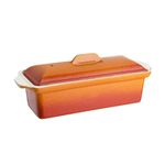 Vogue Pate Terrine Mould 1.3 Litre, Orange & Cream, Size: 110(H)x340(W)x105(D)mm, Material: Non-Stick Enamelled Cast Iron, All Heat Sources, Induction Compatible, W455