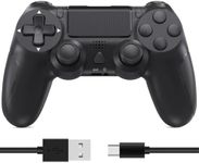 Wireless Controller for PS4, Dual Vibration Gamead Joystick/Motion Sensing/Touchpad/Speaker/3.5mm Audio Jack, Compatible with playstation 4/Slim/Pro Console/PC(Black)