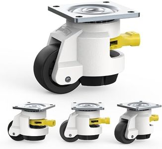 HOLKIE Leveling Castors with Ratchet Handle Design - Total Capacity 1000kg - Heavy Duty Castors Set of 4 for Workbench - 50mm Industrial Castors with Adjustable Leveling Pads (TD60)