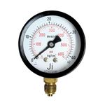 "Ji" Japsin Instrumentation Pressure Gauge, 2.5" Dial, Range 0-42 Kg/Cm2 with Dual Scale of 600 PSI, Direct Mounting Bottom Entry, Connection 1/4" BSP (M), MS Case & Brass Internals - Process control