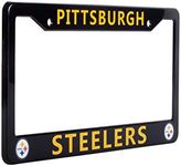 EliteAuto3K License Plate Frame Cover for Pittsburgh Steelers Fans – Black – 12.25” x 6.25” - Ideal Gift for Sports Fans & Supporters – Slim Design