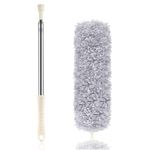 Microfiber Duster Kit High Reach Ceiling Fan Duster with Extendable Pole 100" Telescoping Cobweb Duster for Cleaning, Bendable Head Washable Duster for Ceiling, Fan, Furniture