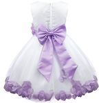 iEFiEL Girl Flower Petals Dress Formal Wedding Bridesmaid Party Christening Princess Dresses Lavender 3 Years