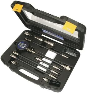 Mityvac MV5532 Digital Gasoline Compression Test Kit, Up to 12 Cylinders, Backlit LC Display, 9V Battery, Oil-resistant Gauge with Rubber Boot, Displays PSI, Bar and kPa, Custom-molded Case