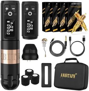 Ambition Soldier Wireless Tattoo Machine Kit Complete Rotary Coreless Motor Tattoo Pen Kit with Extra 1950mAh Battery 80pcs Glory Mixed Size Cartridge Needles Supply for Professional Tattoo Artist