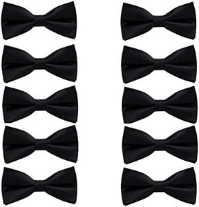 NECOTIA Brand Bow Tie, Stylish, Single, Black, Plain, Wedding, Graduation, Chorus, Black 10pcs