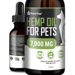 Omega 3 Hemp Oil Extract for Dogs & Cats 7000 MG -100% Certified Organic Hip & Joint Pain Relief Food Supplement - Stress and Aggression Relief - Anti-Inflammatory - Made in USA- 30ml