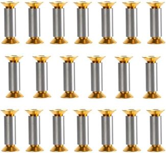 20-Pack Gold Hex Flat Head Knife Fasteners | M4 Alloy Steel Screws & Rivets for Blade Repair
