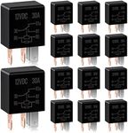 Tallew 5 Pin 12V Relay 12V 30A Relay Multi Purpose Automotive Relay Black Starter Relay Car Heavy Duty Relay for Car Motor Automotive Replacement Accessories (16 Pieces)