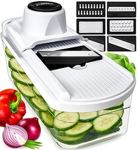 Mandolina per Verdure Affetta Verdure - Mandolina Professionale Taglia Verdure Affettatrice Manuale - Julienne Grattugia Tagliaverdure Patate Zucchine Carote Cipolle Formaggio (7-in-1 Bianco)