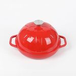 HAWOK Cast Iron Bread Oven with Cloche Lid, Dia. 9.8inch/25cm, Sourdough Baking Pan, Enameled Red, 099050