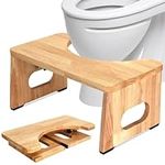 Foldable Toilet Potty Stool for Adults, 7" Wood Portable Squatting Poop Foot Stool, Bathroom Non-Slip Toilet Assistance Step Stool - Gifts for Kids Seniors