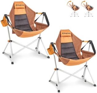 KingCamp Hammock Camping Chair Swinging Rocking Chair for Adults Portable Folding Chair Hold Up to 264 lbs Carrying Bag Cup Holder for Lawn Beach Camp Outside(Brown/2-pack)