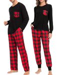 SWOMOG Couples Christmas Pajamas Family Xmas Pajamas Matching Sets Holiday Pjs Christmas Lounge Sets Cute Pjs