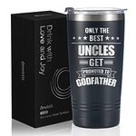 Onebttl Godfather Gifts from Godchild, 20oz Stainless Steel Insulated Travel Mug, Funny Gift Idea for the Best Godfather for Christmas, Birthday - ONLY The Best Uncles GET Promoted to Godfather