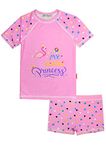 weVSwe Girls Rash Guards Swimsuit Set Little Princess Short Sleeve Two Pieces Flamingo Bathing Suit Sunsuit 5/6 Years