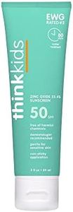 Thinkkids Safe Mineral Sunscreen SPF 50+, 3 Fl Oz, Natural, Water Resistant Reef Safe Sunscreen for Children, Broad Spectrum UVA/UVB Sun Screen