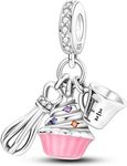 DATOUQI Cake Baking Charms 925 Sterling Silver Charms Cupcake Bakery Charms for Bracelet and Necklace